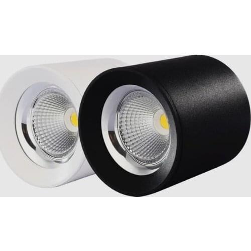 Dimmable COB LED spotlight, AC85-265V, 7W, 9W, 12W aluminum surface mount light, indoor lighting