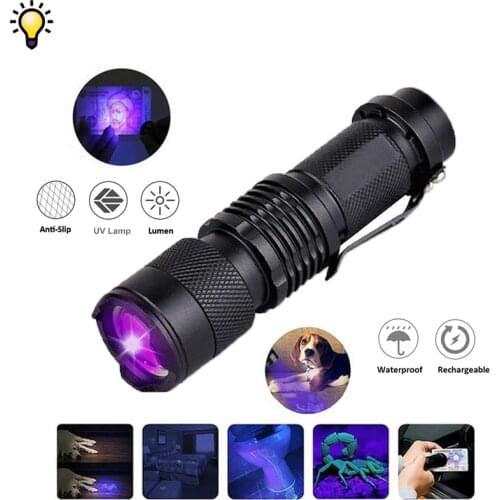 Ultraviolet Led Flashlight For Fishing And Hunting Portable UV Light With Zoom Function Pet Urine Stain Detector Credit Cards