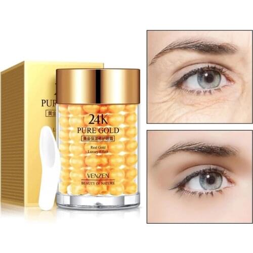 VENZEN 24K Gold Eye Cream Moisturizing Anti Puffiness Anti Wrinkle Remove Dark Circle Anti-Aging Women Eye Care