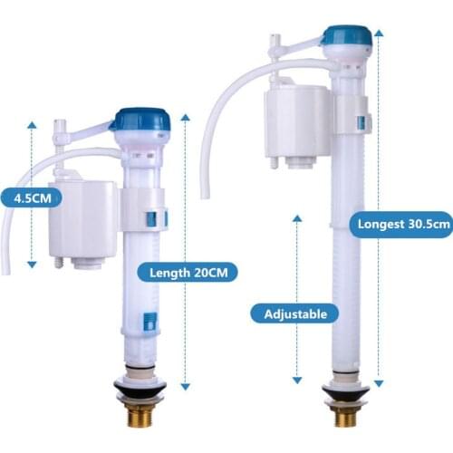 Toilet water tank intake Valve Bathroom water tank Inlet Adjustable Flush Push Button Water tank Embedded Button Plastic& Copper
