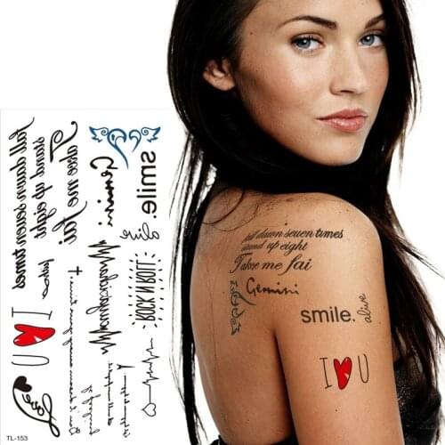 Temporary tattoo sticker words heartbeat russian wave tattoo for girls arm back tattoo and body art minimalist symbols tattoo