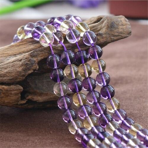Joanlyn High Quality Cultured Ametrine Beads 6mm 8mm 10mm NOT Dyed Smooth Polished Round 15 Inch Strand AT12