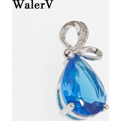 WALERV Water Drop Shape Fashion Jewelry Stamps Color Pendant Charm Red Sea Blue Crystal Stone Womens Zircon Pendant