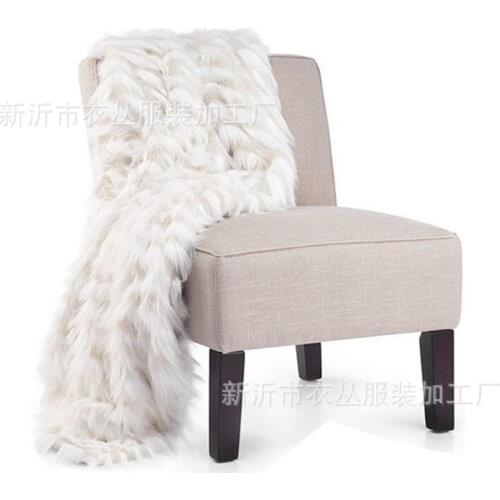 Jacquard fake fur blanket imitation leather throw faux fur white 200x150cm