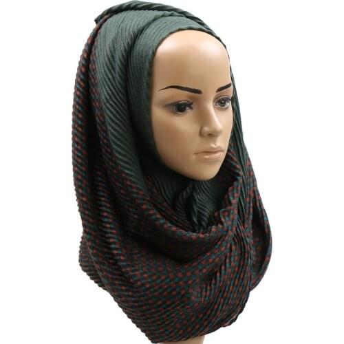Winter Crumpled Womens Hijab Head Wrap Cotton Linen Stitching Wrinkled Long Scarf Retro Ethnic Warm Plaid Warm Shawl Headband