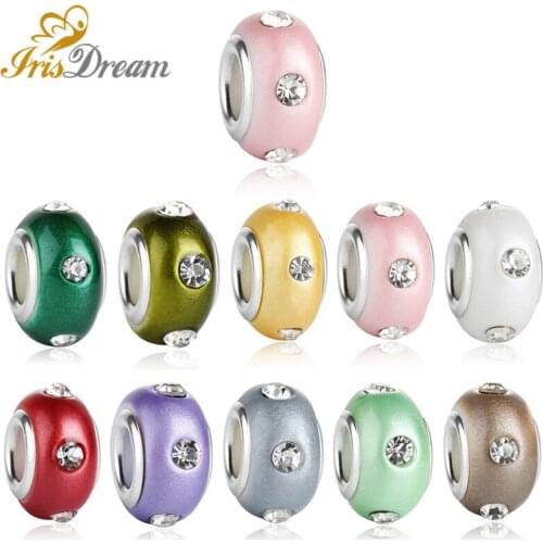 10pcs Mixed Color Crystal Point Drilling Glass Beads Spacer Fit Pandora Bracelet Bangle DIY Pendant Necklace for Jewelry Making