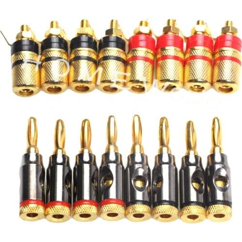 16Pcs 24k Gold Plated Banana Plugs Audio Speaker & Speaker Amplifier Terminal Binding Post Female Connector To The Speaker Plug