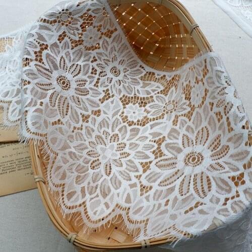 2.9-3m/pcs, 1pcs/lot 24.5-26cm wide Soft Black and White Embroidery Lace Big Flower Wedding Clothing Accessories X304