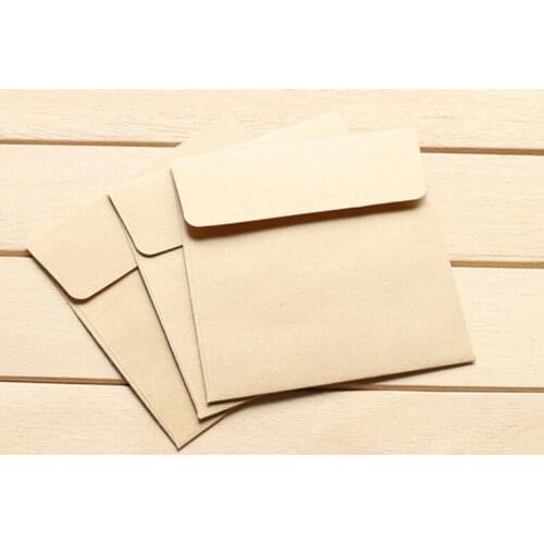 200pcs Square Kraft Blank Mini Paper Envelopes Wedding Invitation Envelope Gift Envelope 10*10 cm Party Holiday