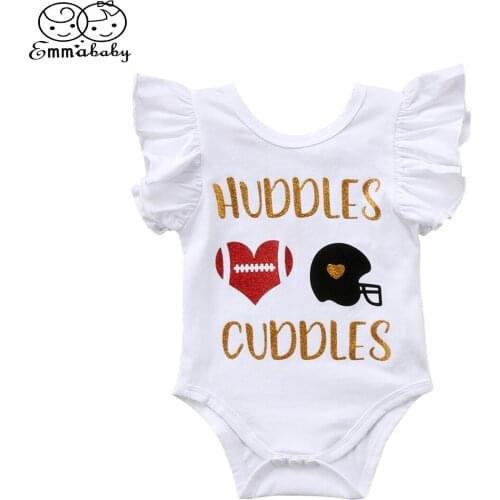 2018 new cute kid white bodysuit Newborn Baby Girl short sleeve ruffles Letter print Bodysuit Jumpsuit Outfits Sunsuit Clothes