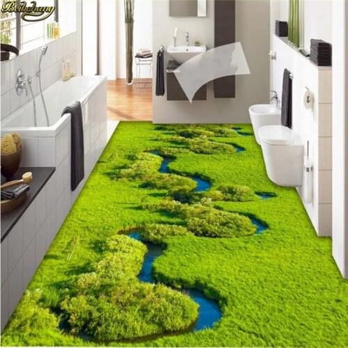 Beibehang Custom photo wallpaper floor painting grass creek wetland plant 3D PVC self-adhesive floor painting papel de parede