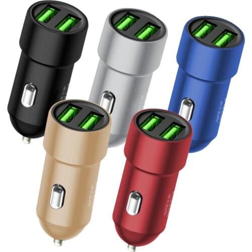AGETUNR 3.4A 5V Car Chargers 2 Ports Fast Charging For Samsung Huawei iphone 11 8 Plus Universal Aluminum Dual USB Car-charger