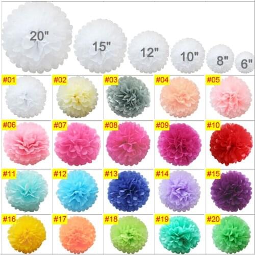 Free Shipping 20 PCS 6" 15CM Tissue Paper Pompoms Handmade wedding party birthday decorations tissue paper pompoms pom poms