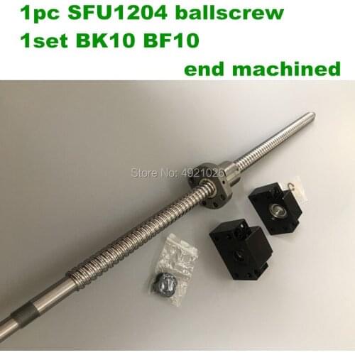Free shippiing SFU1204 200 300 350 400 450 500 600 mm Ball screw end Machined + RM1204 Ball Nut + BK10 BF10 end Support for cnc