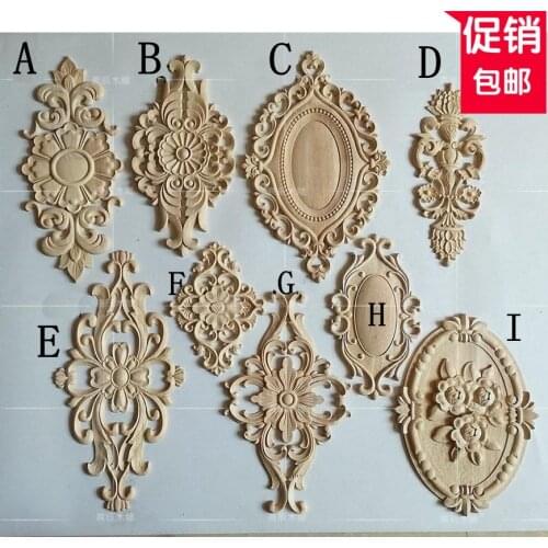 Large size European long wooden carving door flower, furniture door decals, Home improvement(A735)