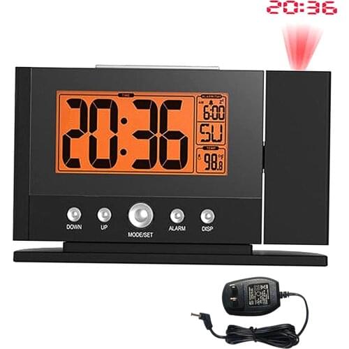 180 Degree Rotation Projection Alarm Clock with Constant Time Projector To Wall, Snooze Clock with Constant Orange Backlight
