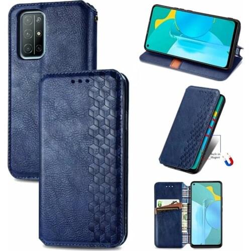 PU Leather Wallet Flip Phone Cover Lattice TPU Case for Huawei Nova 7 8 Pro P smart 2021 Mate 40 P40 P30 Lite Honor 30S 10X