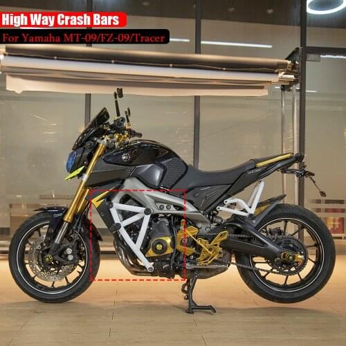 Black Stunt Cage Engine Guard Crash Bar Protector for Yamaha MT09 FZ09 Tracer MT-09 FZ-09 2014 2015 2016 Motorcycle Parts