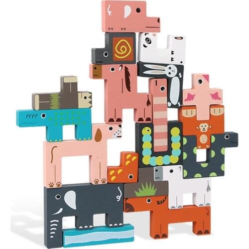 Childrens Cartoon Forest Animal Big Blocks Three-dimensional Jigsaw Puzzle Parent-child Toy Smooth And Non-toxic