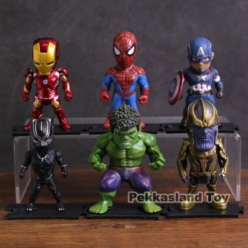 Avengers Infinity War Iron Man Captain America Spiderman Hulk Black Panther Thanos PVC Figures Toys 6pcs/set