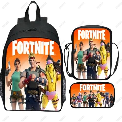 FORNITE 3Pcs/Set Black School Bags For Girls Boys Kids School Backpack Students Bookbags Children School Backpacks