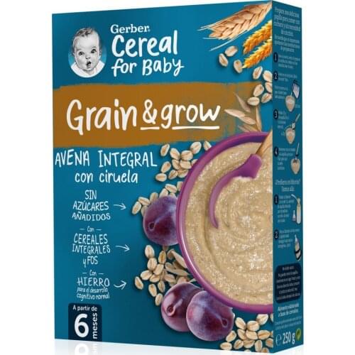 GERBER - GRAIN & GROW PAPILLA AVENA CON CIRUELA (250 G) + 6 MESES