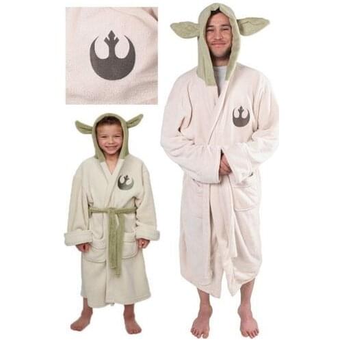 Adult Kids Robe Lucas film Both Robe Costume Fleece Hooded BathRobe Dress Gown Pajamas Sleeping Wear
