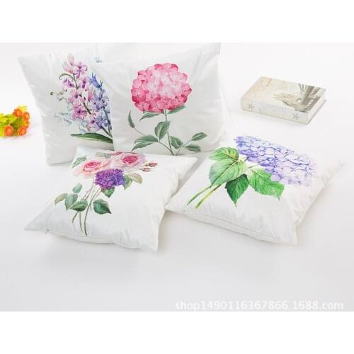 Customized Simple Digital Printing Home Pillow Cover Flower Pillow Cover Pastoral Style Pillow without Core
