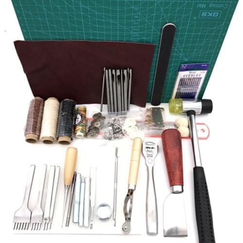 42 pcs Professional Leather Craft Tools Hand Sewing Stitching Punch Carving Work Saddle Groover Kit DIY Practical Hot