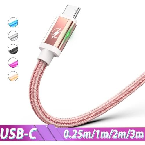 USB Type-C Charger Cable Cord 25cm 1m 1.5m 2m 3m 3 Meter USB-C Long Cable Kablo for Xiaomi Redmi K30s Note 9 9s Samsung A51 S20
