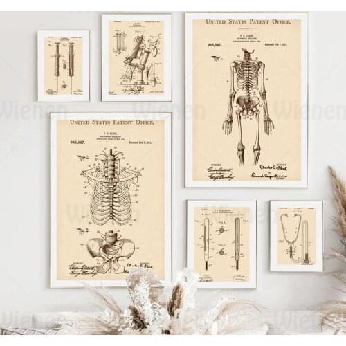 Classic Canvas Painting Medical Supplies Patent Anatomy Vintage Poster Wall Art Decorative Pictures for Living Room Study Room