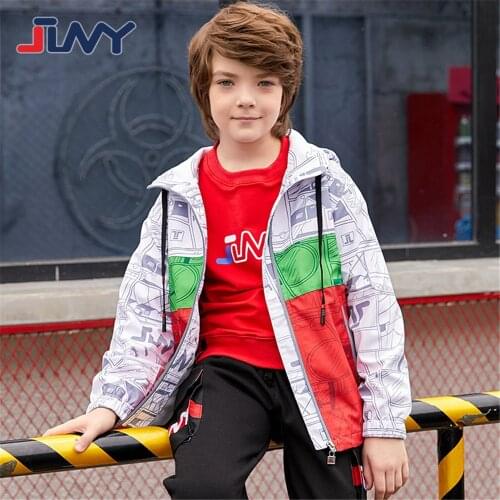 JLNY Kids Clothes For 5-13Y Spring Autumn Fashion Children Outerwear Sport Jacket Waterproof Windproof Hoodie Coat For Boys