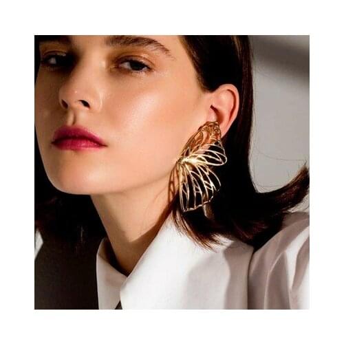 Hot Sale Hollow Big Butterfly Stud Earring for Women Metal Angel Wing Pendant Earrings Statement Jewelry Party Christmas Gift