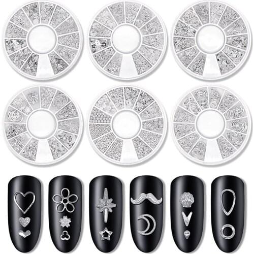 12 style silver 3D star moon metal rivet tail nail nail art decoration accessories manicure charm nail alloy jewelry stud