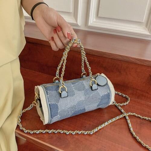 Fashion Summer Women Small Tote Bag High Quality Panelled Denim Chain Female Shoulder Crossbody Bag Luxury Handbags And Purses
