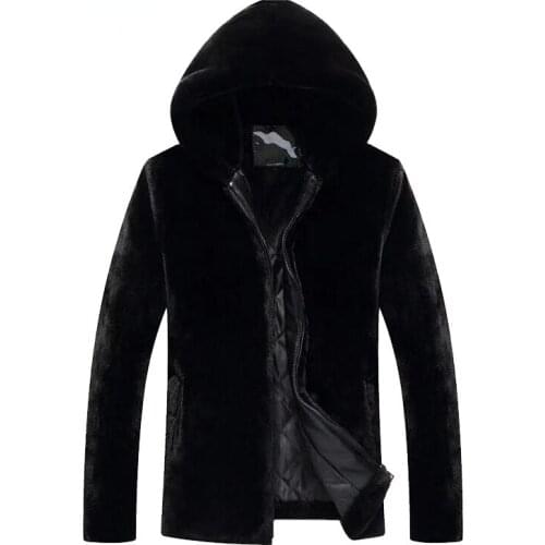 MOONBIFFY Men's Hoodies With Fur