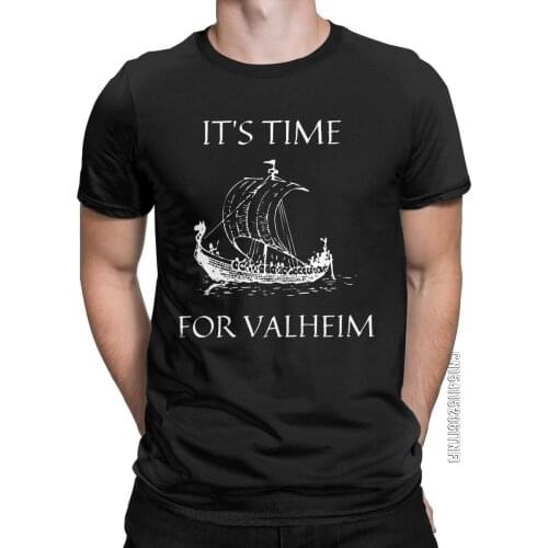Its Time For Valheim Sailing Boat T Shirts For Men Cotton Crazy T-Shirts Crewneck Viking Tee Shirt Classic Clothing