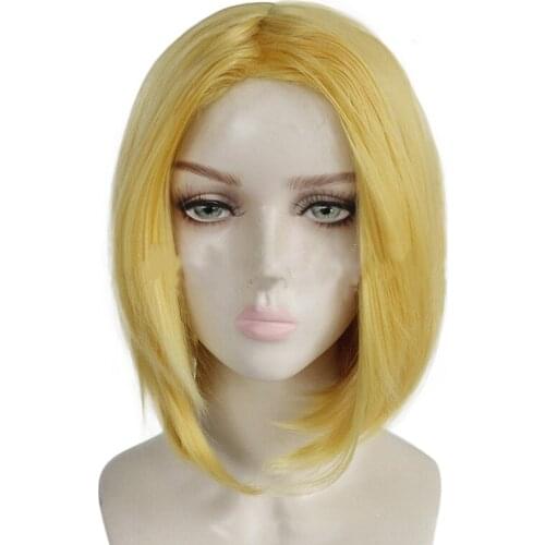 Unisex Mens Womens Anime Land Of The Lustrous Yellow Diamond Color Short Cosplay Costume Heat Resistant Synthetic Hair Party Wig