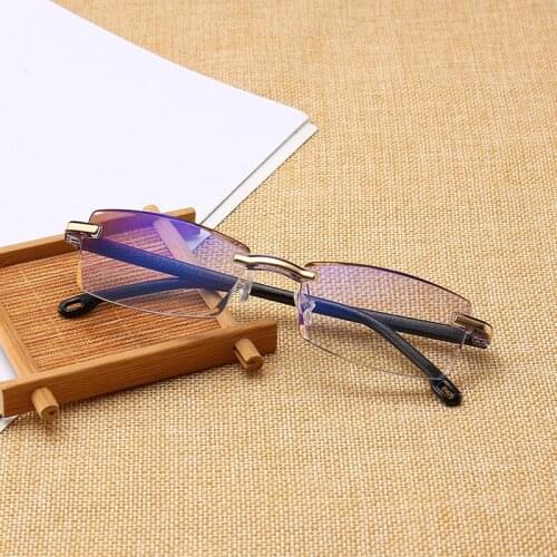 New high-grade masonry trimming frameless reading glasses anti-blue anti-fatigue radiation presbyopic glasses men and women