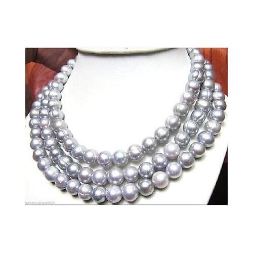 HUGE AAA+ 9-10MM South Sea Gray Pearl Necklace 49"