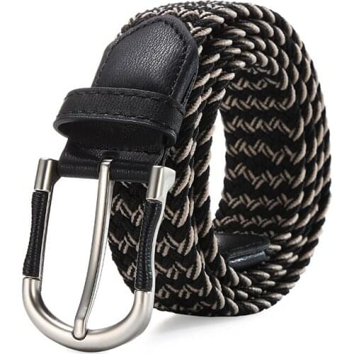 2021 New Fashion Elastic Canvas Belt for Women Men Knitted Pin Buckle Adjustable Belt Ladies Waistband for Jeans High Quality