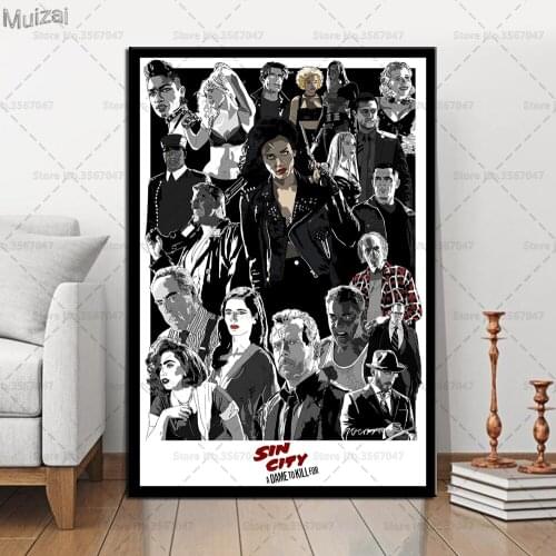 Sin City Poster Quentin Tarantino Movie Posters and Prints Canvas Painting Wall Art Picture for Living Room Home Decor