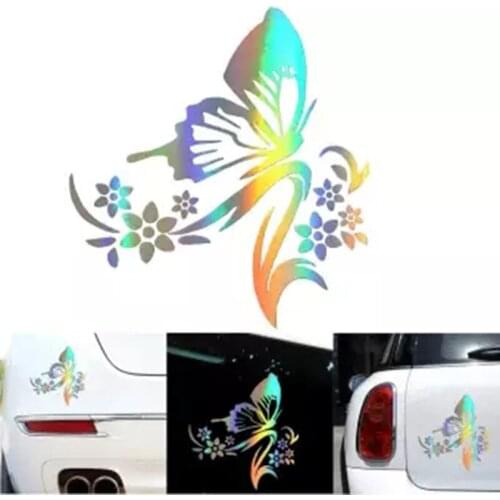SR 3D Car Decoration Sticker Butterfly with Flower Pattern Car Sticker Scratch Cover Cute Garland Sticker