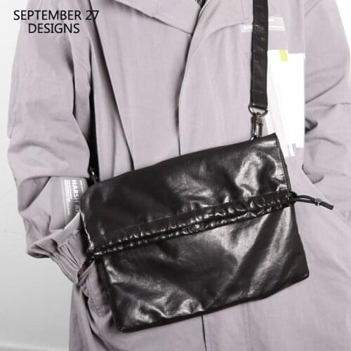 New Fashion Messenger Bag Genuine Leather Luxury Handmade Sheepskin Men Clutch Handbag Women Crossbody Shoulder Satchel Totes