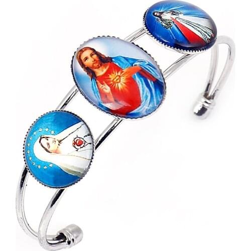 Jewelry 2021 Trend Bangles For Women Charms Cross Jesus Bracelet Catholic Portrait Pictures Random Pictures Wholesale Gifts NEW