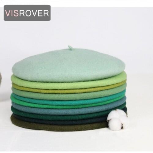 VISROVER 2020 21 colorways Fashion female Wool Solid Color Beret woman Bonnet Caps Winter All Matched Warm Walking Hat Cap Gift