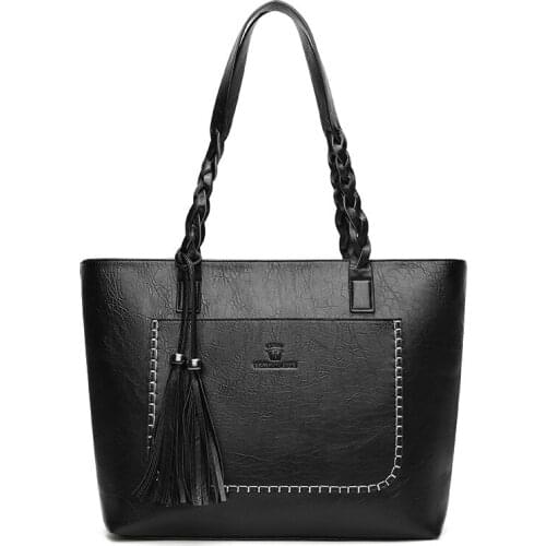 Ladies tote bags PU leather fashion luxury handbags for women pure color shoulder bags 2020 new style women bags