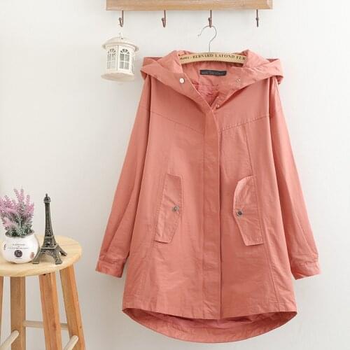 Oversized Womens Trench Coat New Spring Autumn Coat Korean Loose Hooded Outerwear Casual Female Windbreaker Basic Coats AH226