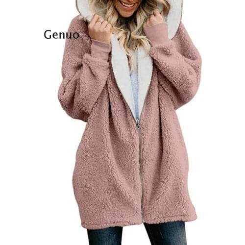 Winter Thicken Warm Faux Fur Coat Fashion Women Hooded Soft Fleece Zipper Cardigan Female Casual Jackets Plus Size
