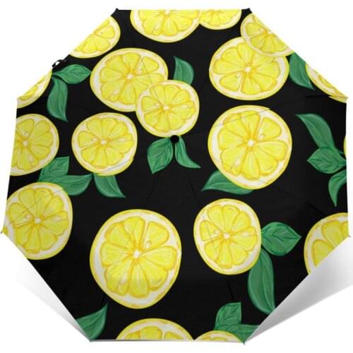 Sunny Umbrella Yellow Lemon Green Leaves Automatic folding portable men women umbrella Sunscreen rain Windproof beach parasol